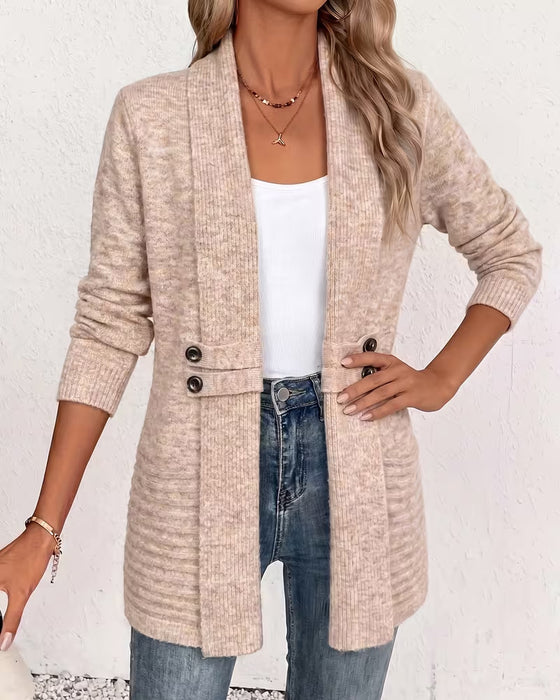 Solid Color Button Embellished Cardigan