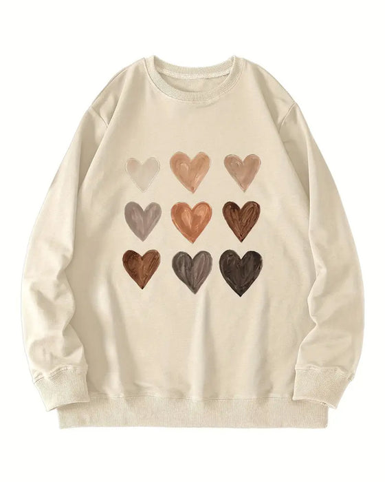 Colorful Heart-Shaped Pullover Sweatshirt