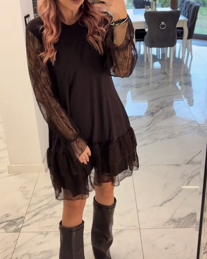 Elegant Lace Solid Color Dress