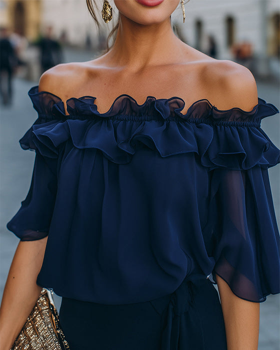 Elegant Off-Shoulder Ruffle Blouse