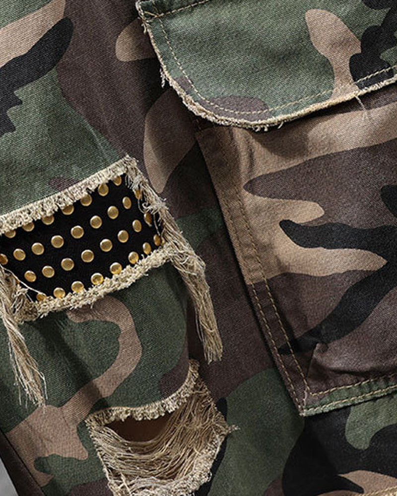 🔥 Men's Studded Camouflage Cargo Shorts