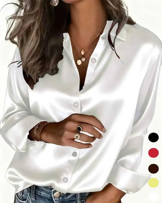 Lapel Draped Long Sleeve Casual Shirt