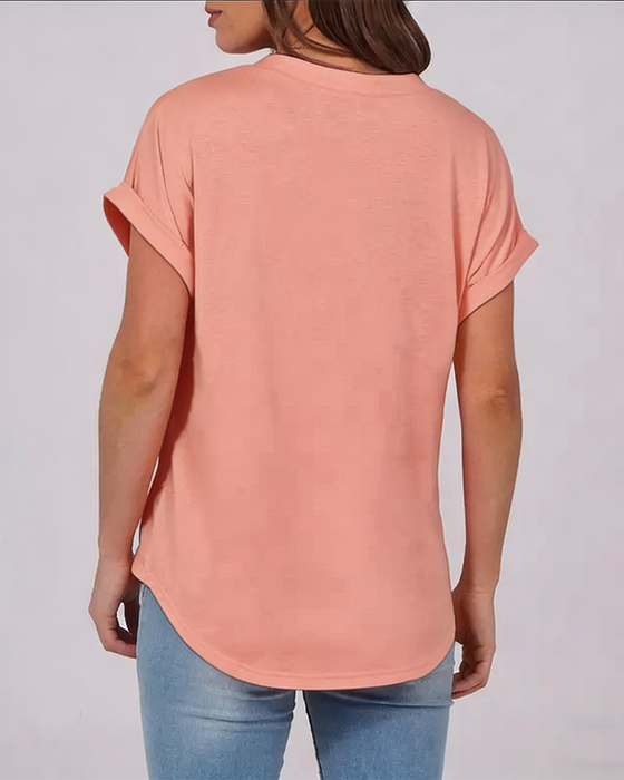 Solid V-Neck Short-Sleeve T-Shirt