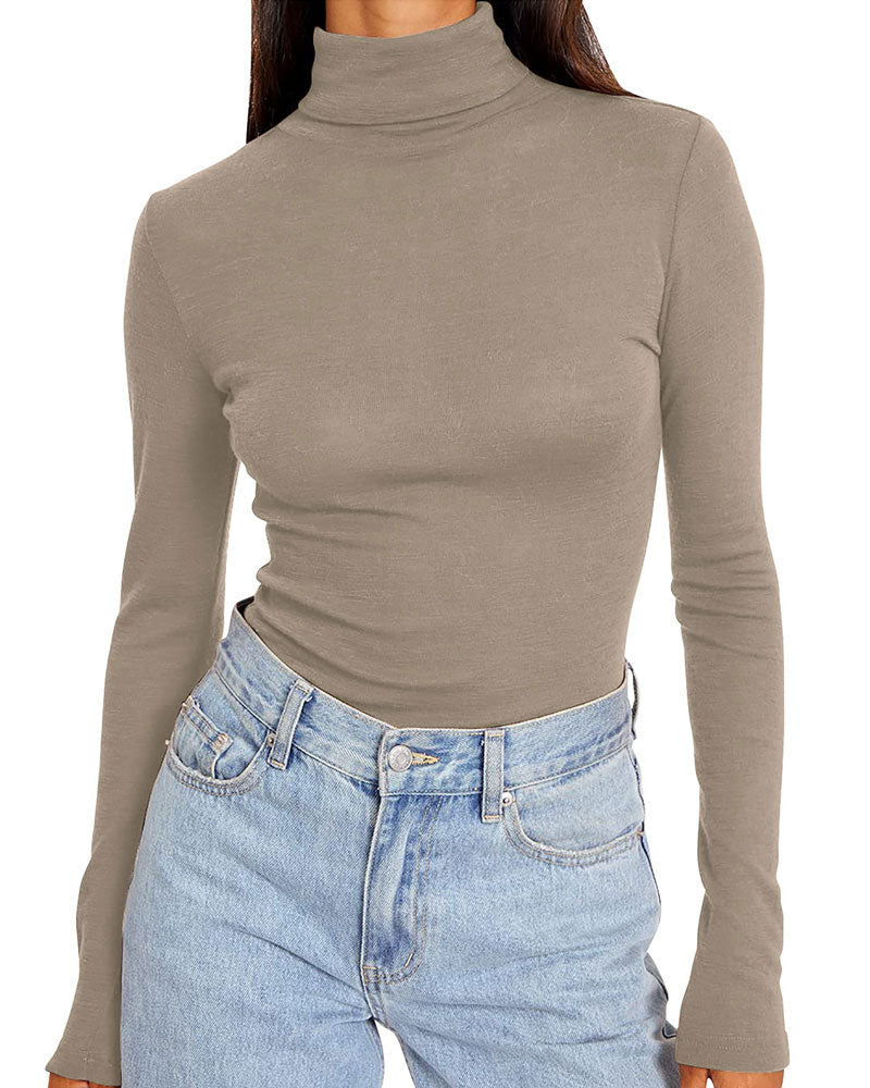 Solid Color Half Turtleneck Bottoming Top