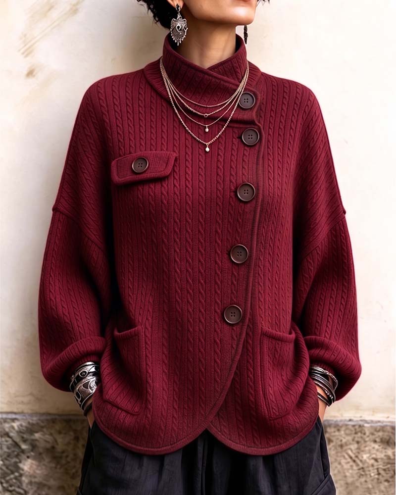 Single-Breasted Slit Hem Coat