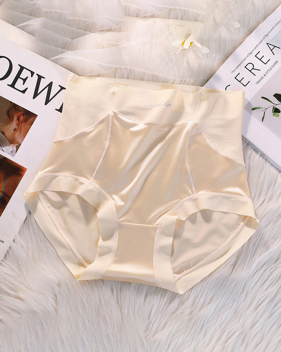 Women's High Waist Ice Silk Satin Seamless Sexy Hip Lift Tummy Control Panties