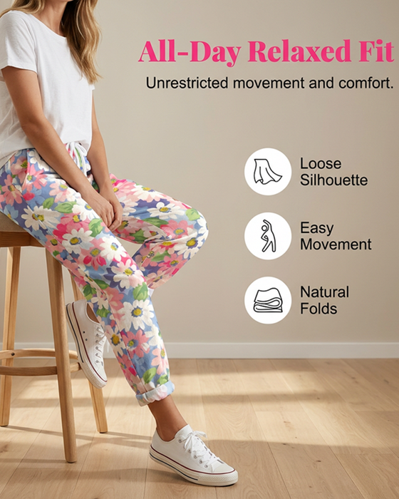 Printed Color Block Casual Pants