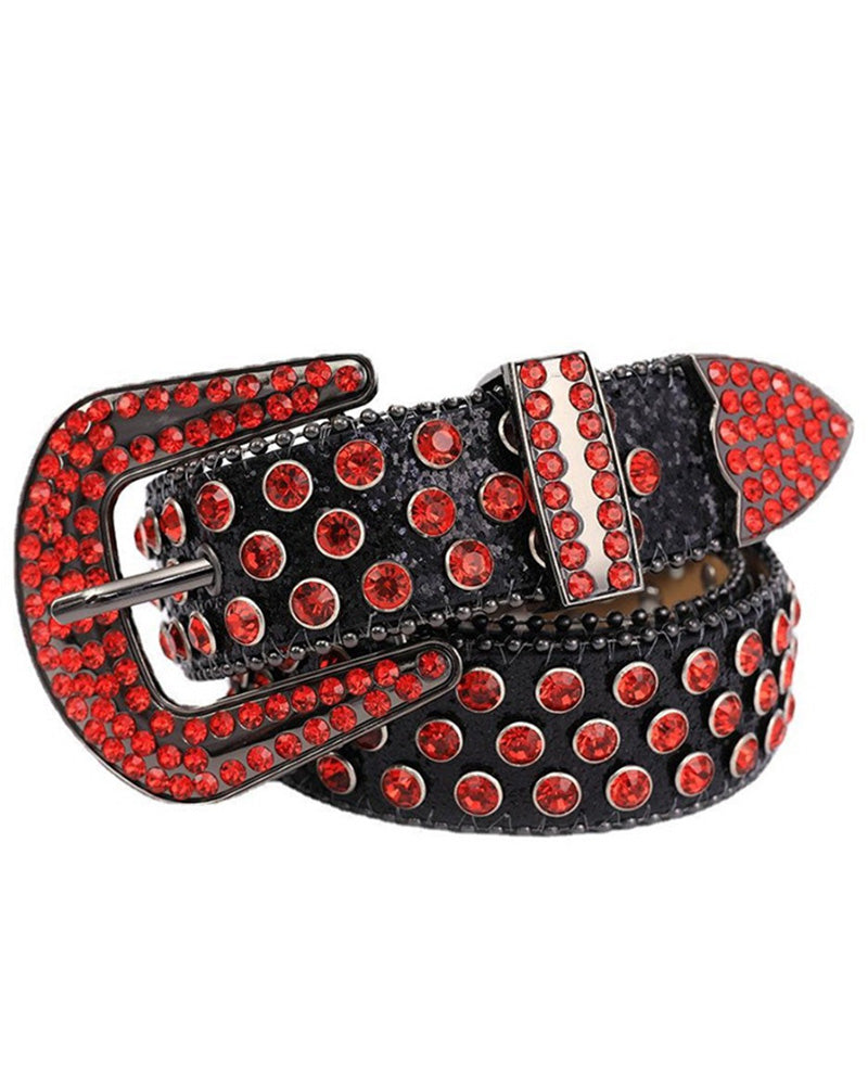 JASGOOD Women Men Rhinestones Belt,Bling Western Cowgirl Cowboy Studded Leather Belt Diamond Waist Belt for Jeans Pants