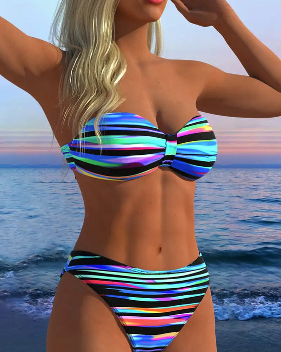 Sexy Rainbow Stripe Swimsuit