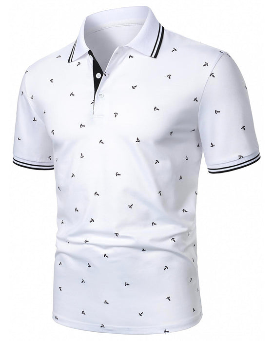 Polo Collar Arrow Pattern Casual T-Shirt
