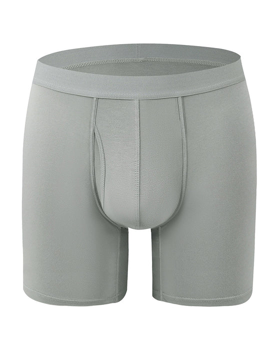 Men's Solid Color Bamboo Fiber Stretchy  Boxer Brief, Breathable Comfy Underwear for Daily Wear, Casual Men's Underwear for All Seasons