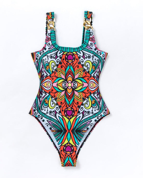 One-piece Beach Floral Print Swimsuit