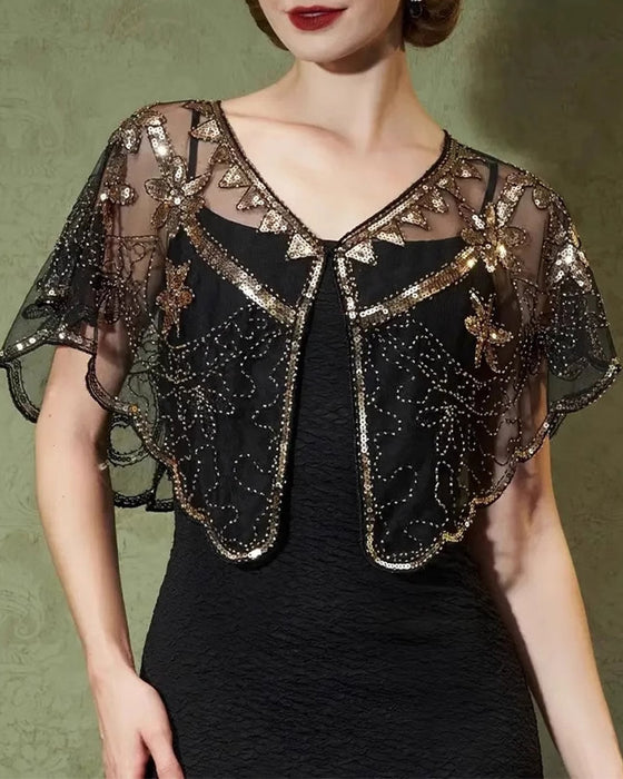 Vintage lace with beads shawl