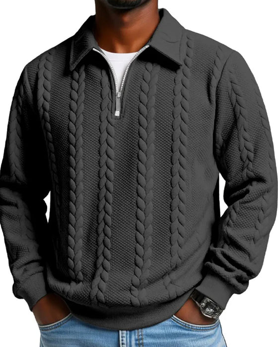 🔥Special Offers - Men's Casual Half-Zip Cable Knit Pullover