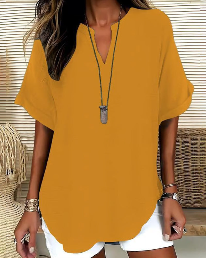 Loose Solid Color Women's Casual Blouse