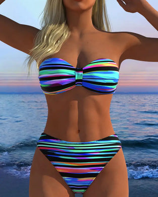 Sexy Rainbow Stripe Swimsuit