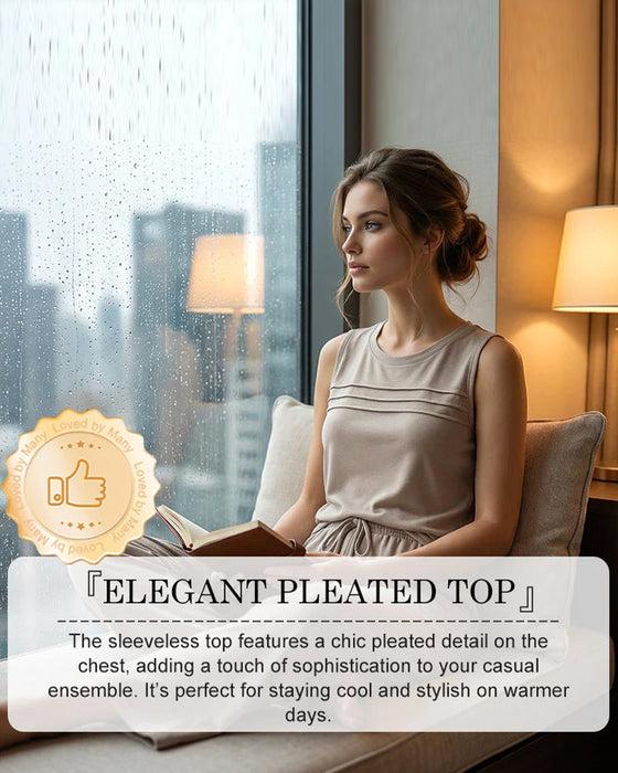 Pleated Vest Top Two-Piece Set