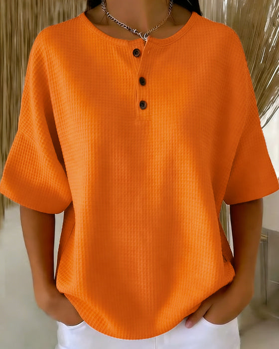 Waffle Loose Casual Top