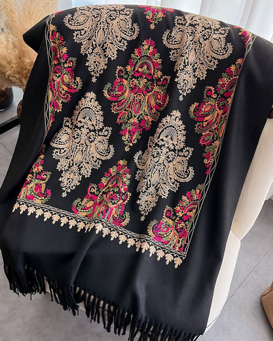 Printed Fringed Long Scarf