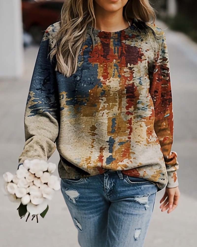 Vintage Printed Casual Top