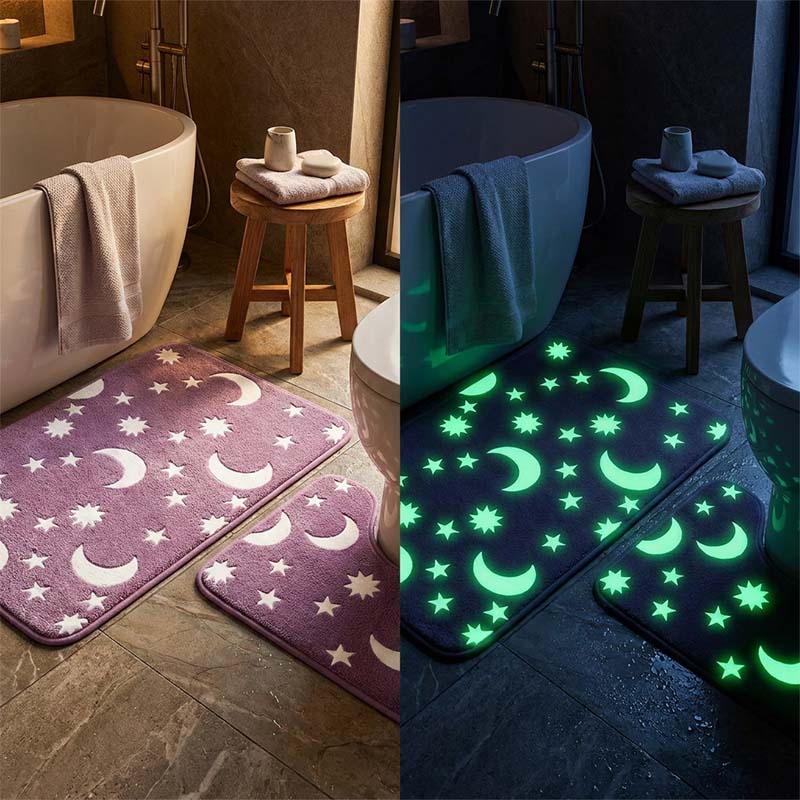 Glow-in-the-dark coral fleece floor mat