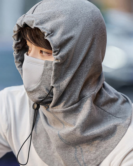 Hooded face mask with neck warmer for cycling