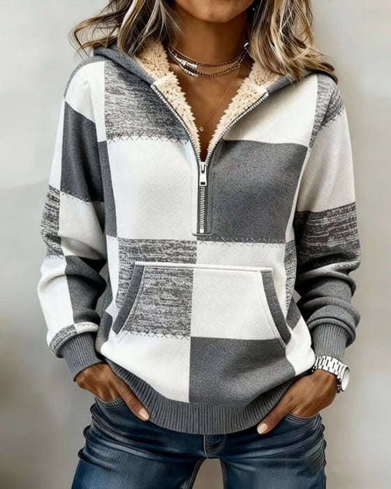 Fashionable Half-Zip Printed Hoodie
