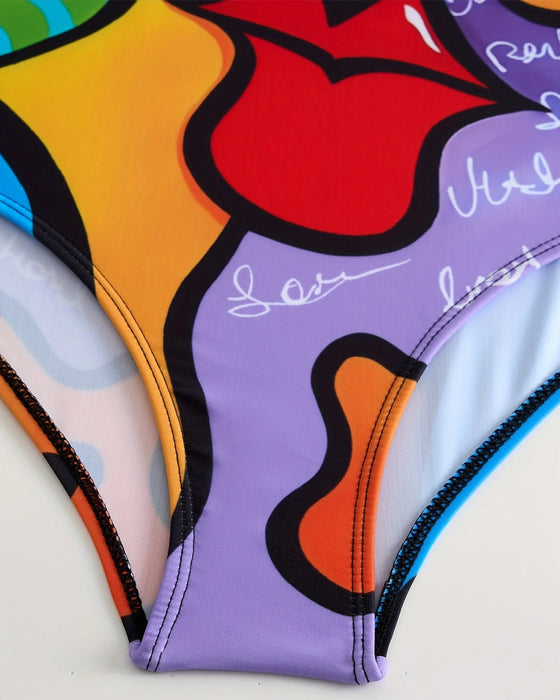 Sleeveless Printed One-Piece Swimsuit