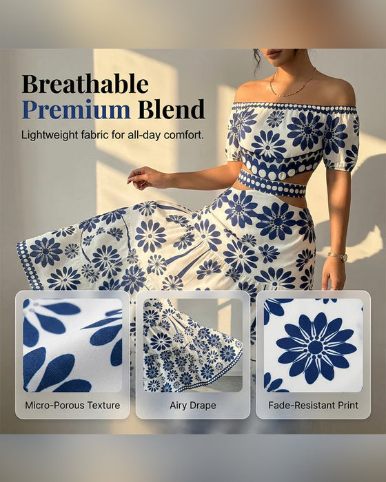 Off-Shoulder Floral Cutout Dress