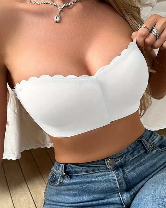 Seamless Front Closure Strapless Bandeau Bra