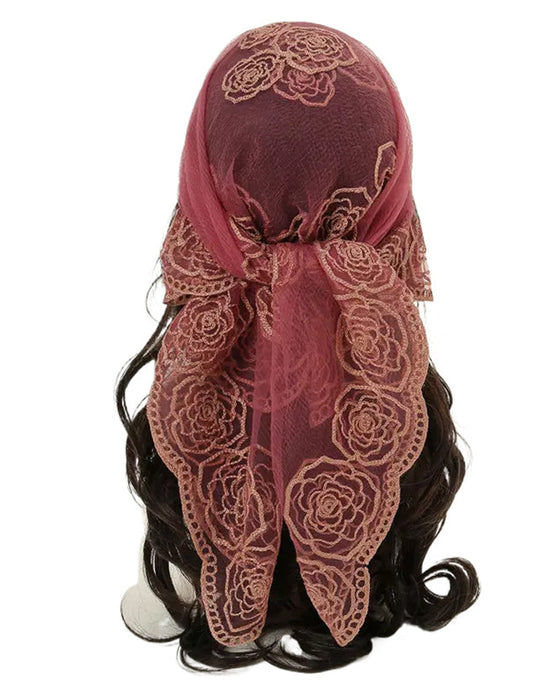 Floral Mesh Scallop Design Bandana