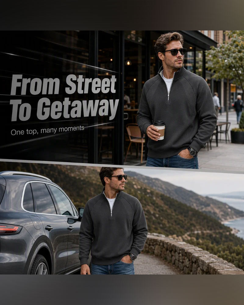 Half Zip Stand Collar Sweatshirt