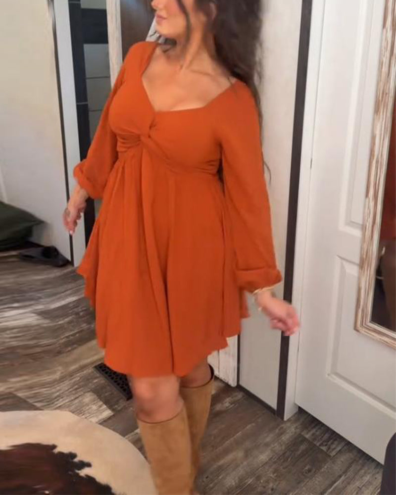 Twisted V-Neck Temperamental Dress