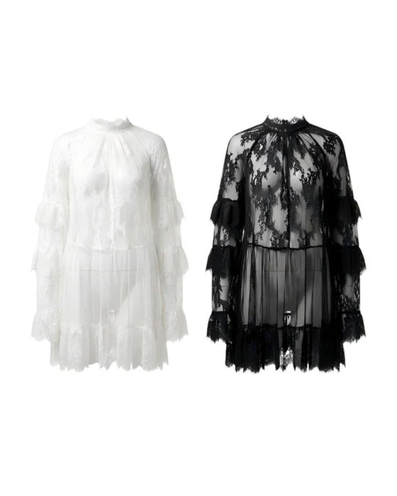 Elegant Hollow-Out Lace Dress