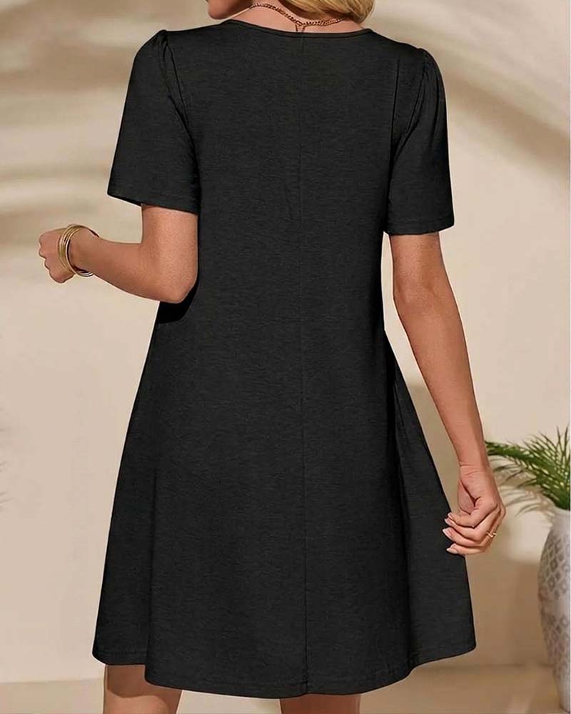 Ruffle Short Sleeve Round Neck Dress