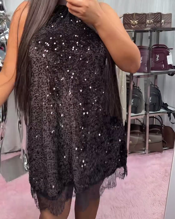 Solid Color Patchwork Dress