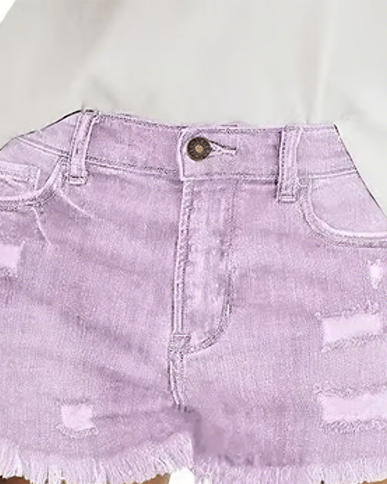 Raw Hem Denim Shorts
