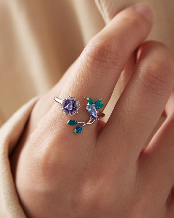 Flower & Bird Adjustable Ring