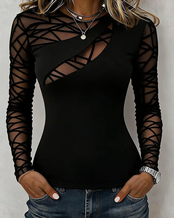 Crew Neck Cross Solid Top