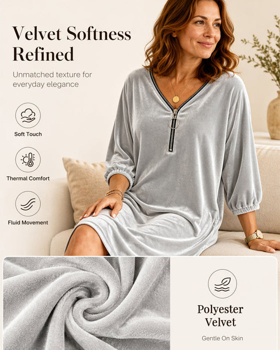 Solid Zip Casual Dress
