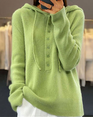Solid Color Fashionable Hooded Pullover