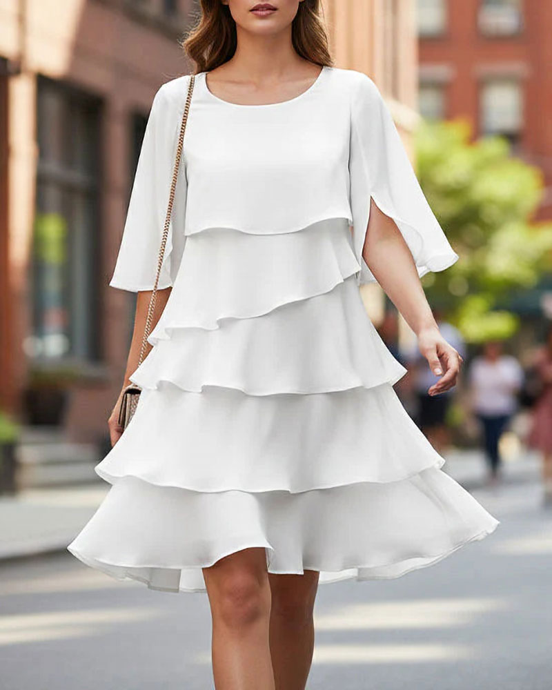 Loose Round Neck Cake Dress