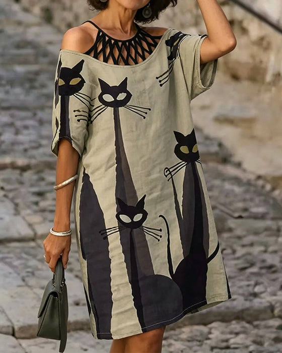 Casual Printed Hollow Dress