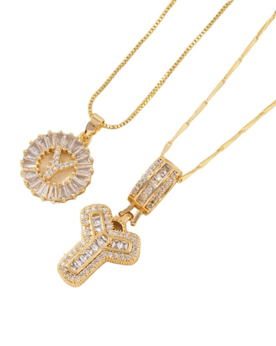 Initial Letter Pendant Necklaces -2 Pack