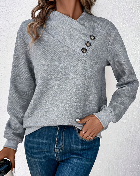 Asymmetrical Plaid Long-Sleeved Sweatshirt