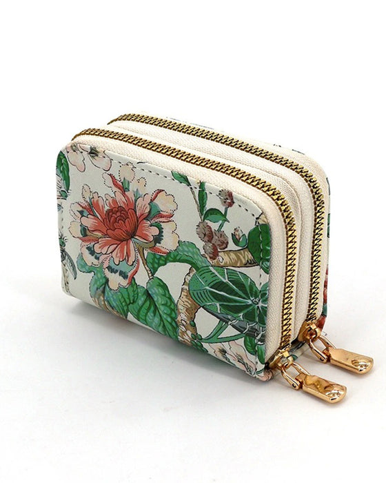 Rfid Blocking Card Holder Double Zipper Wallet