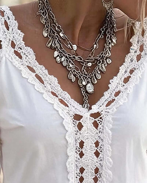Off-Shoulder Lace Ruffle Blouse