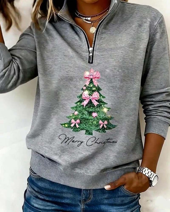 Half-Zip Christmas Tree Sweatshirt