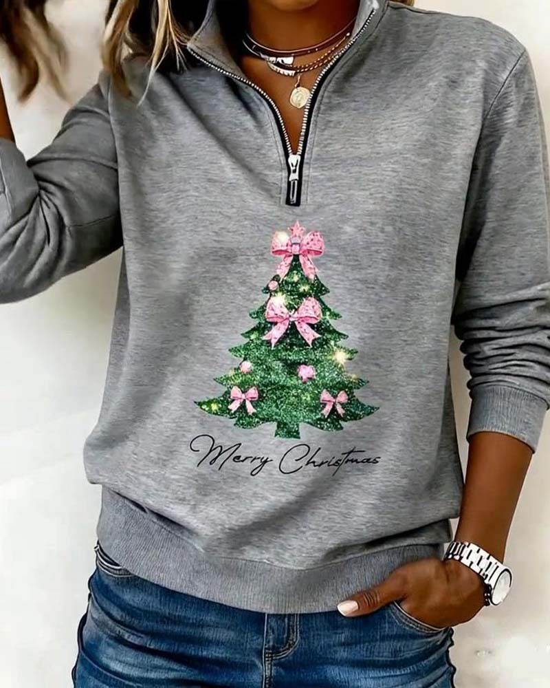 Half-Zip Christmas Tree Sweatshirt