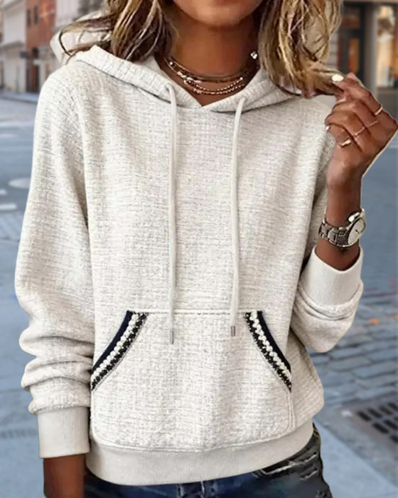 Casual Contrast Color Hoodie